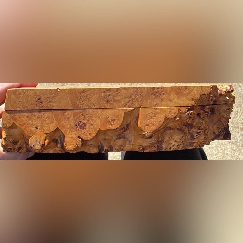 Michael Elkan 10”x6” Signed Maple Burl Wood Designer Keepsake Jewelry Decor Box